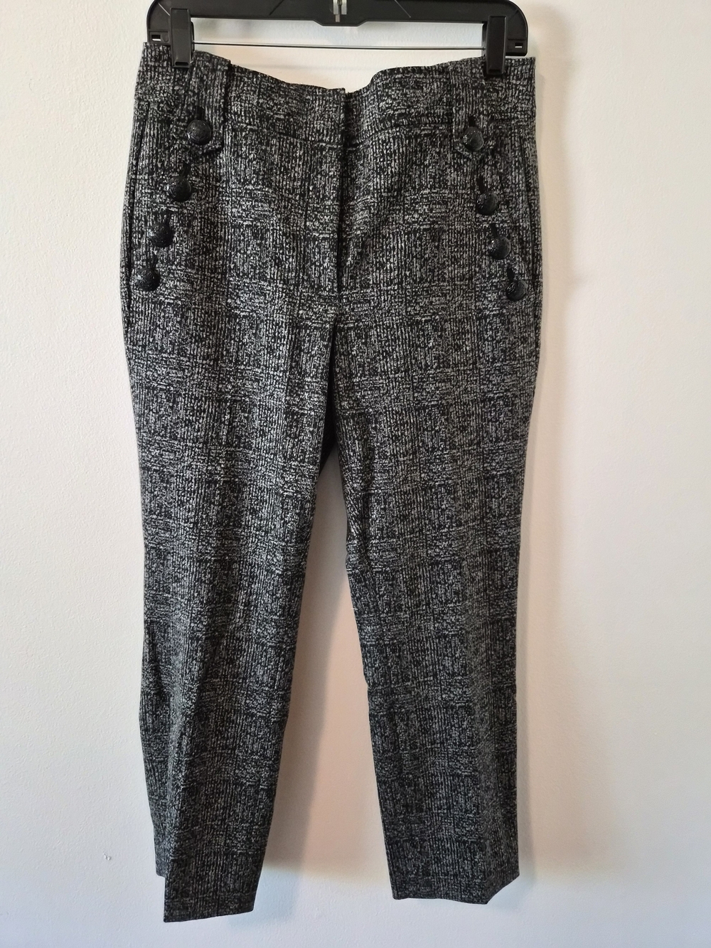 White House Black Market Jolie Straight Black and White Mid Rise Dress Pants 8